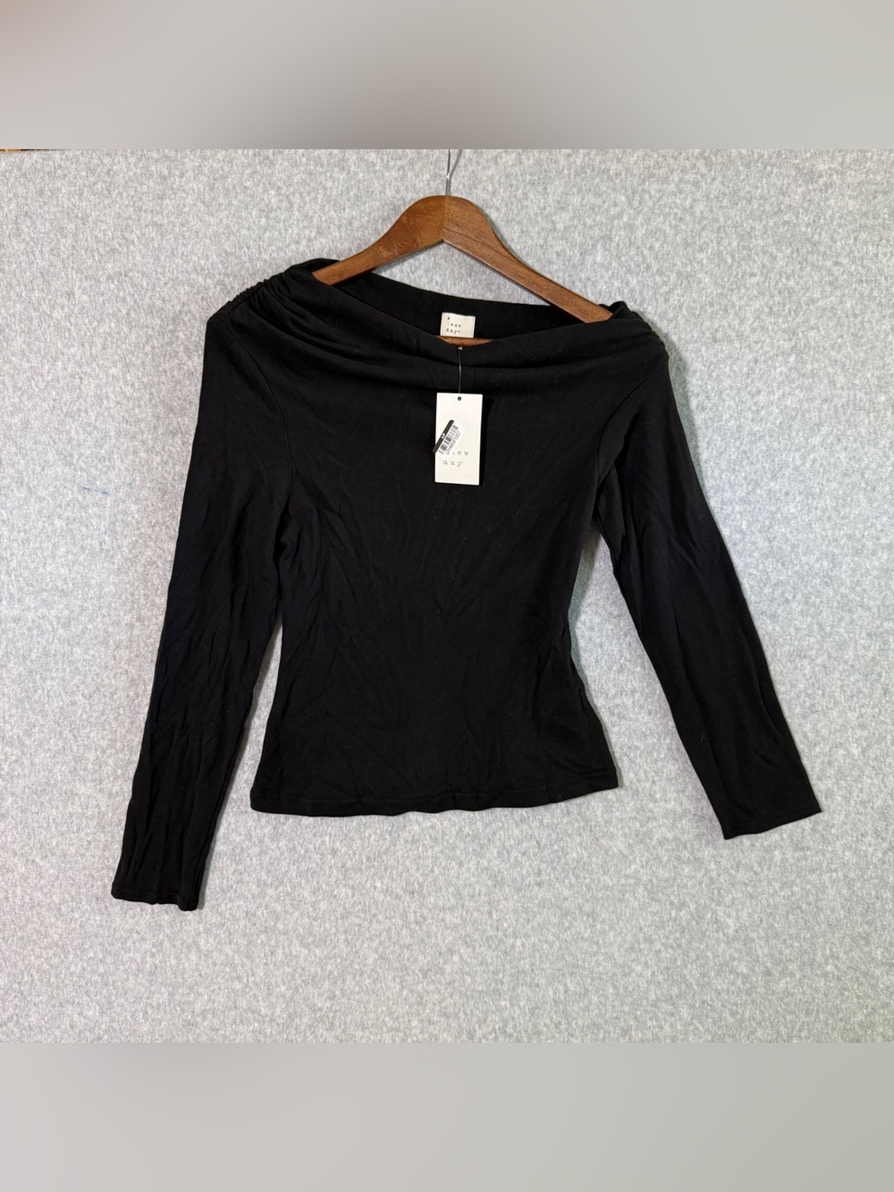 a new day Black Off-the-Shoulder Long Sleeve Top